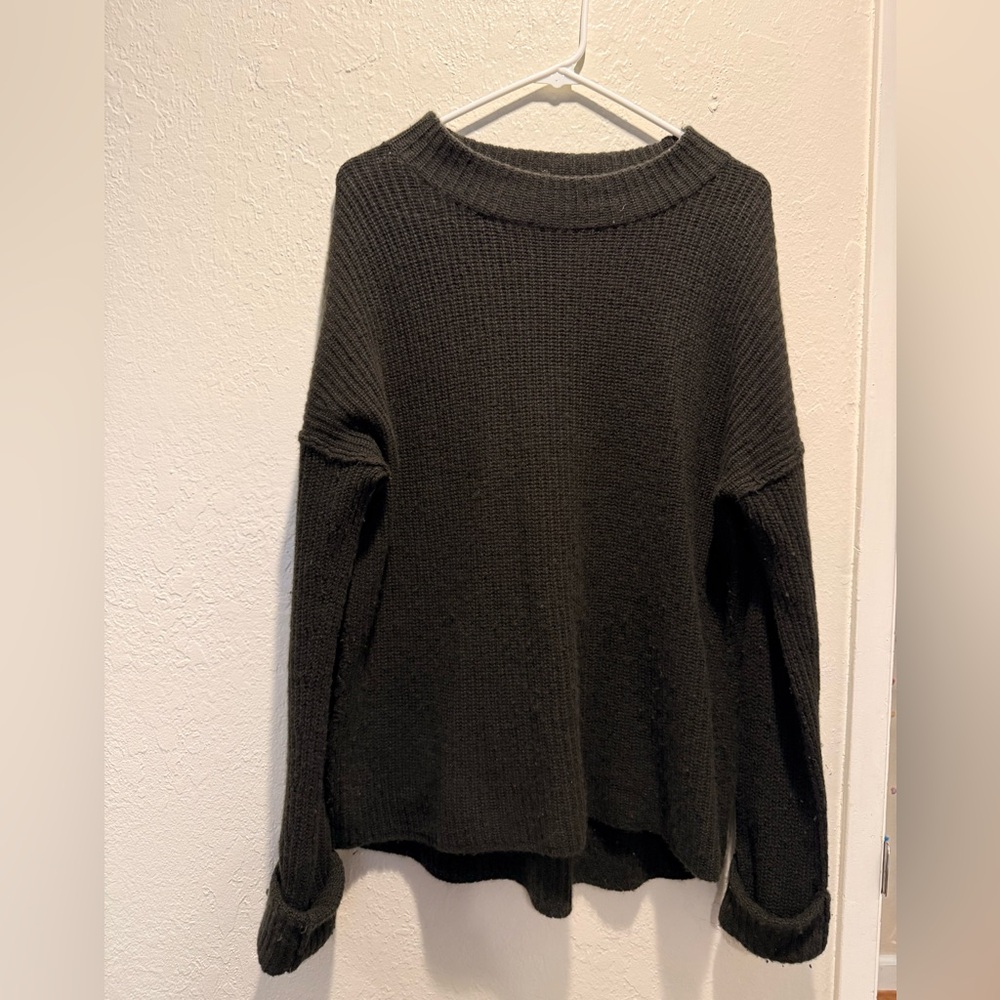 Paychi Guh shaker crewneck 100% cashmere sweater pullover Dark Green Size S/M